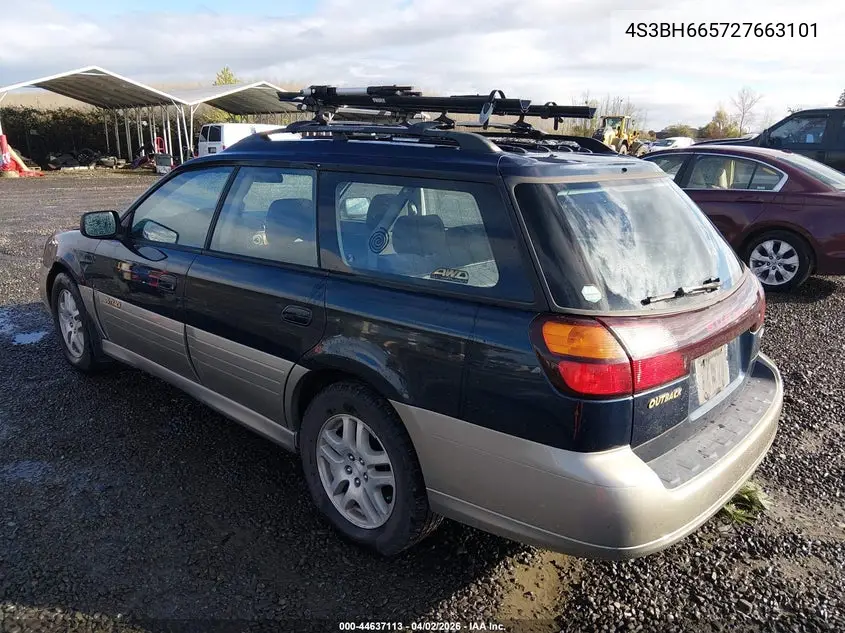 2002 Subaru Outback VIN: 4S3BH665727663101 Lot: 44637113