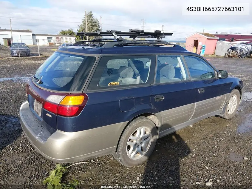 2002 Subaru Outback VIN: 4S3BH665727663101 Lot: 44637113