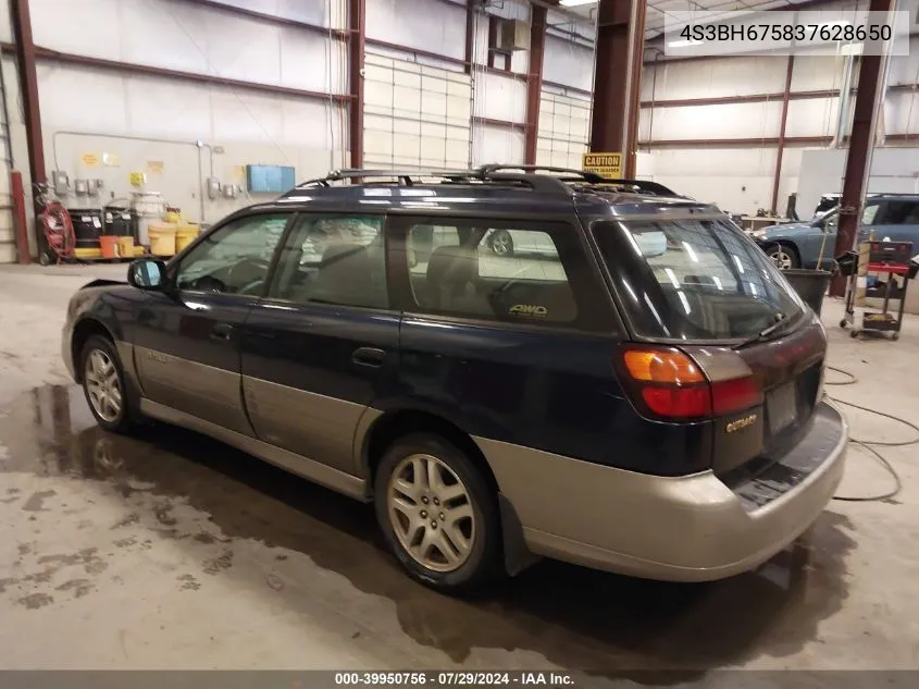 2003 Subaru Outback VIN: 4S3BH675837628650 Lot: 39950756