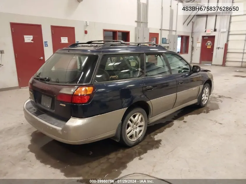 4S3BH675837628650 2003 Subaru Outback