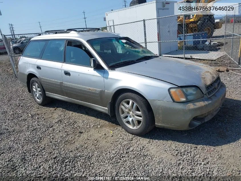 2003 Subaru Outback VIN: 4S3BH675637646029 Lot: 39961167