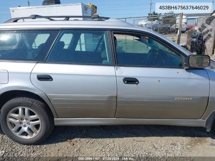 2003 Subaru Outback VIN: 4S3BH675637646029 Lot: 39961167