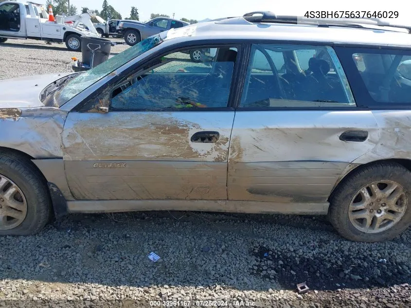 2003 Subaru Outback VIN: 4S3BH675637646029 Lot: 39961167