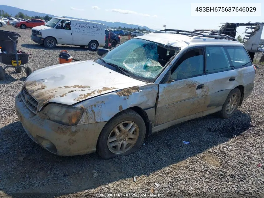 2003 Subaru Outback VIN: 4S3BH675637646029 Lot: 39961167