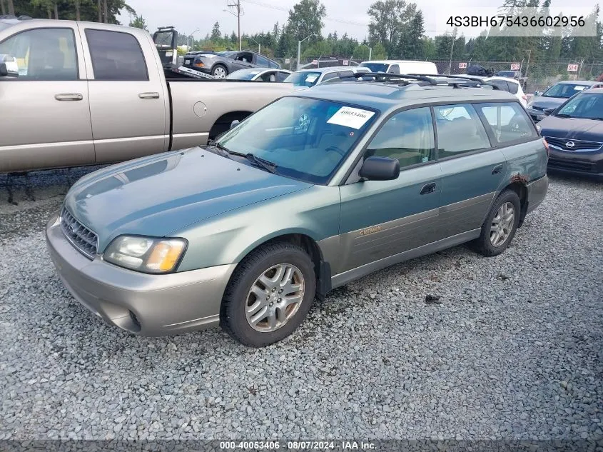 2003 Subaru Outback VIN: 4S3BH675436602956 Lot: 40053406