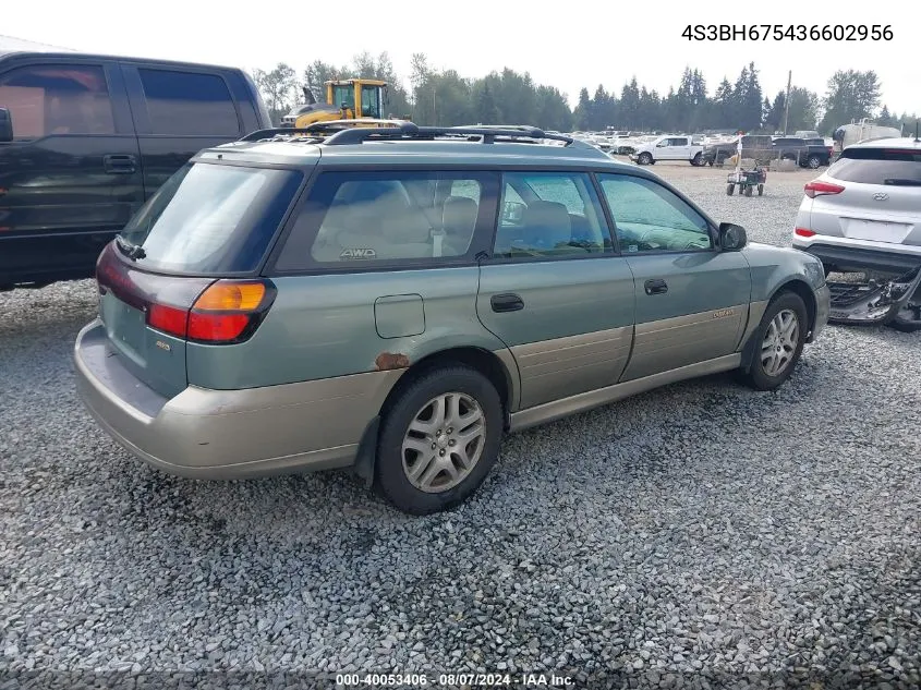 2003 Subaru Outback VIN: 4S3BH675436602956 Lot: 40053406