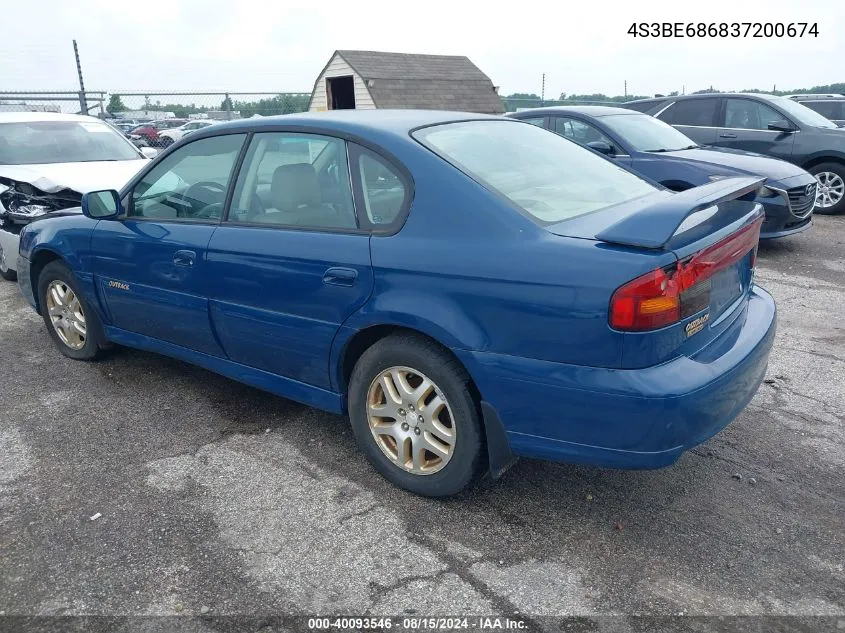 2003 Subaru Outback Limited VIN: 4S3BE686837200674 Lot: 40093546