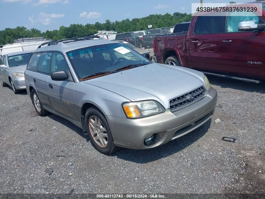 2003 Subaru Outback VIN: 4S3BH675837631239 Lot: 40112743