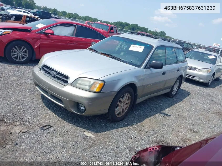 2003 Subaru Outback VIN: 4S3BH675837631239 Lot: 40112743