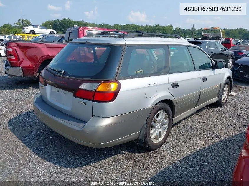 2003 Subaru Outback VIN: 4S3BH675837631239 Lot: 40112743