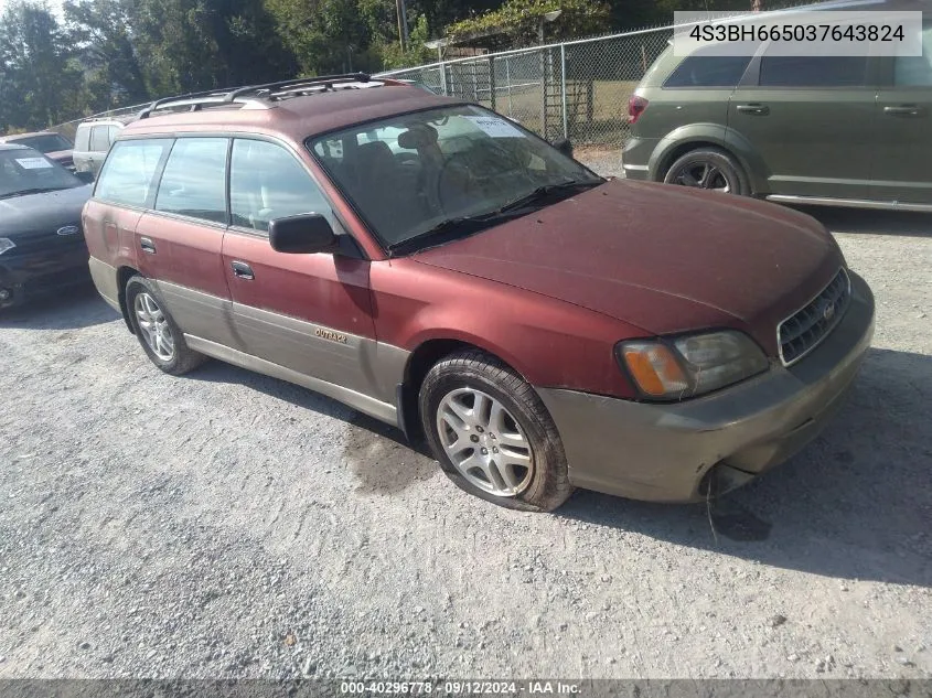 2003 Subaru Outback VIN: 4S3BH665037643824 Lot: 40296778