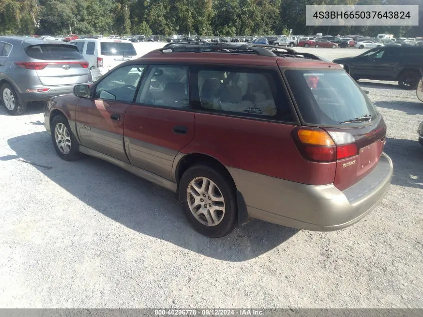 2003 Subaru Outback VIN: 4S3BH665037643824 Lot: 40296778