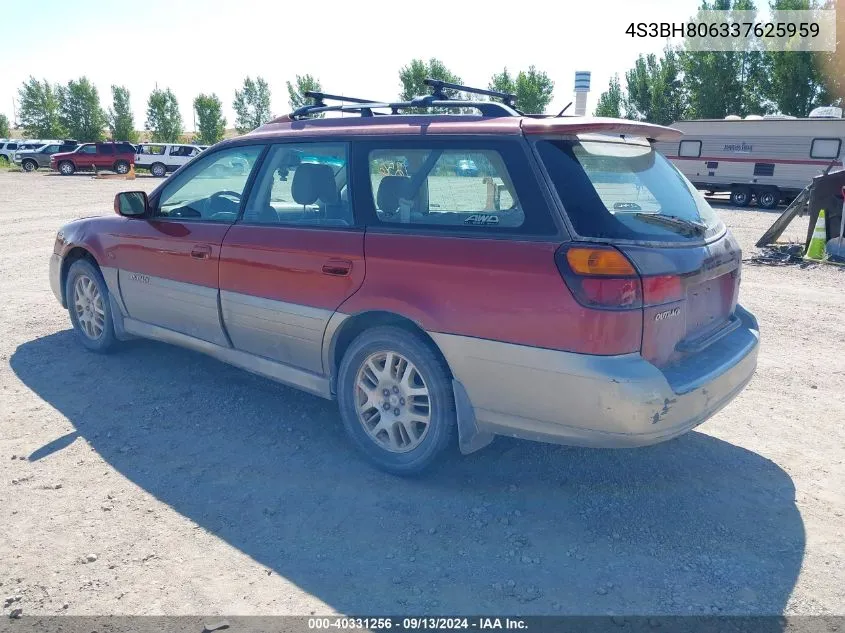 2003 Subaru Outback H6-3.0 L.l. Bean Edition VIN: 4S3BH806337625959 Lot: 40331256