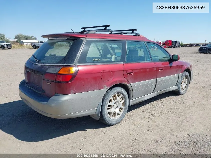 2003 Subaru Outback H6-3.0 L.l. Bean Edition VIN: 4S3BH806337625959 Lot: 40331256