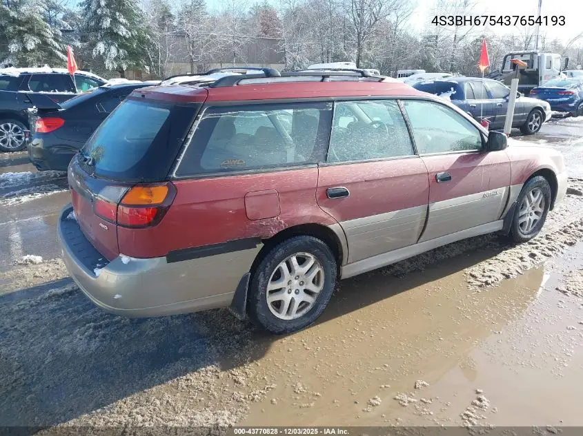 4S3BH675437654193 2003 Subaru Outback