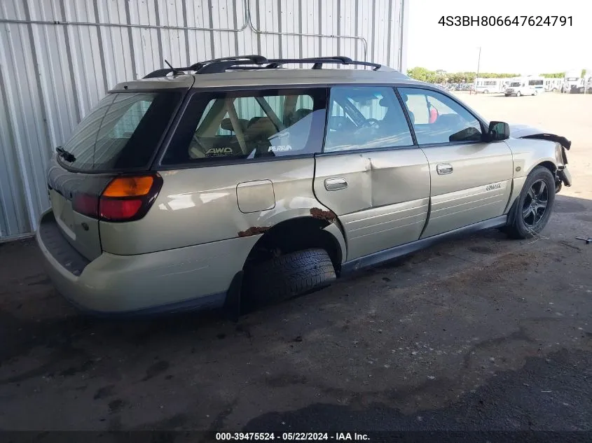 2004 Subaru Outback H6-3.0 L.l. Bean Edition VIN: 4S3BH806647624791 Lot: 39475524