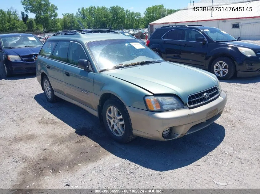 2004 Subaru Outback VIN: 4S3BH675147645145 Lot: 39554599