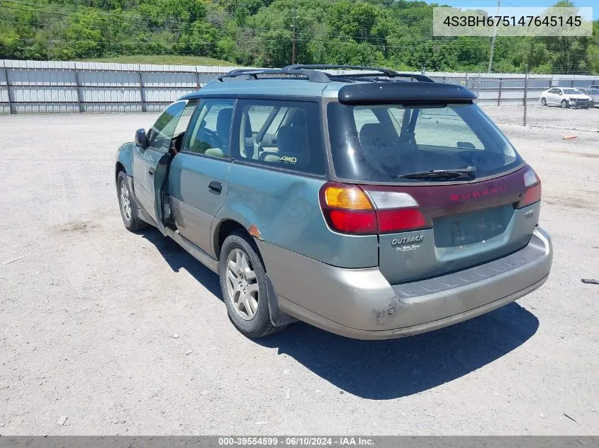 2004 Subaru Outback VIN: 4S3BH675147645145 Lot: 39554599