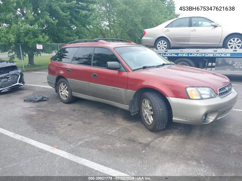 2004 Subaru Outback VIN: 4S3BH675347621638 Lot: 39921779