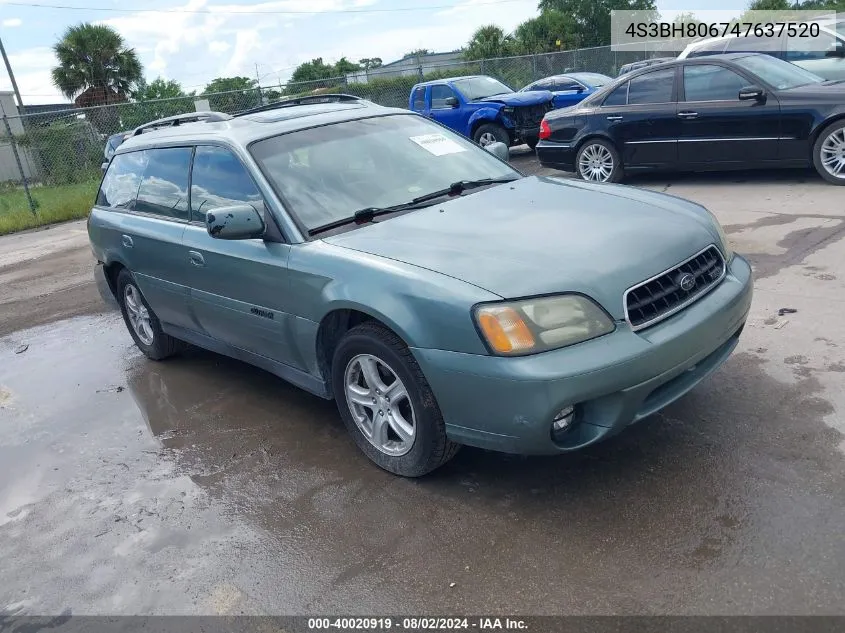 2004 Subaru Outback H6-3.0 L.l. Bean Edition VIN: 4S3BH806747637520 Lot: 40020919