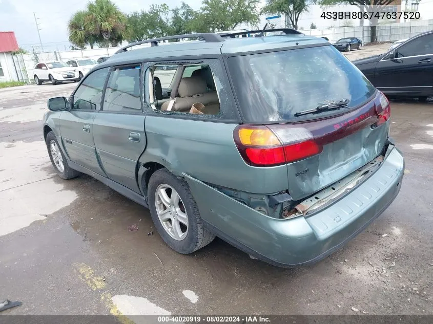 2004 Subaru Outback H6-3.0 L.l. Bean Edition VIN: 4S3BH806747637520 Lot: 40020919