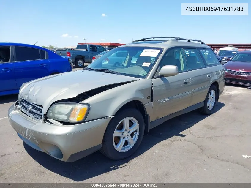 2004 Subaru Outback H6-3.0 L.l. Bean Edition VIN: 4S3BH806947631783 Lot: 40075644