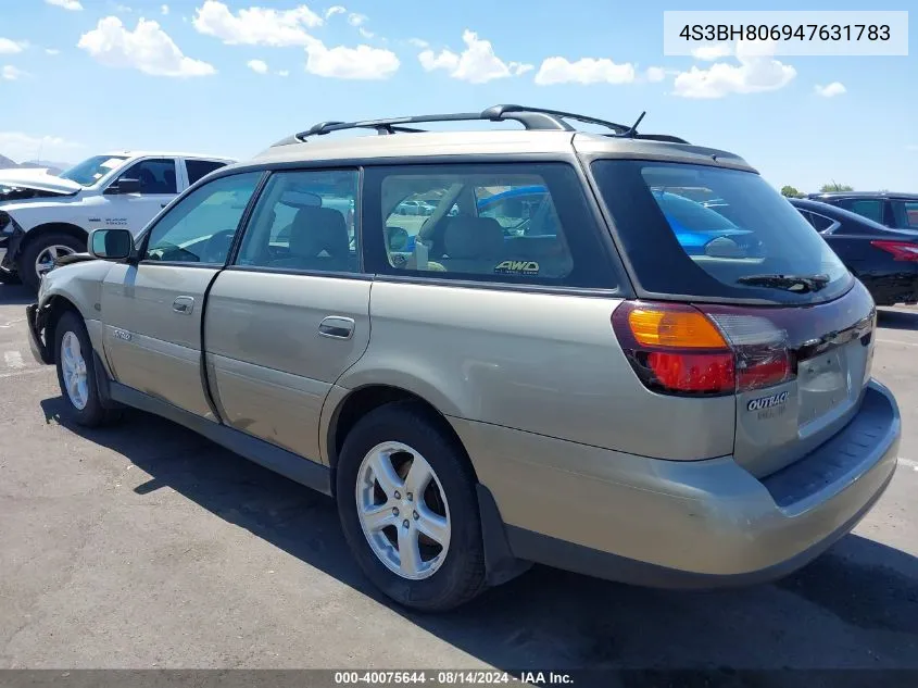 2004 Subaru Outback H6-3.0 L.l. Bean Edition VIN: 4S3BH806947631783 Lot: 40075644