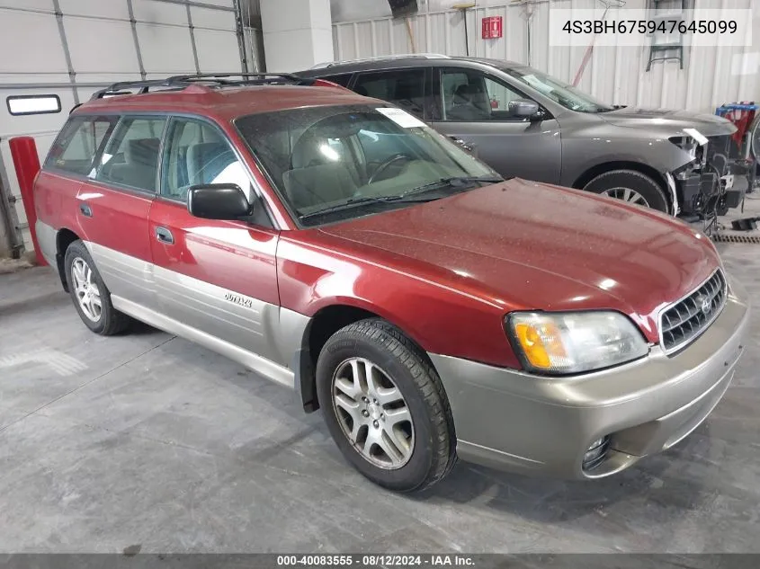 2004 Subaru Outback VIN: 4S3BH675947645099 Lot: 40083555