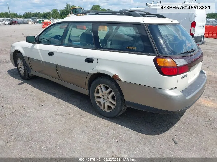 2004 Subaru Outback VIN: 4S3BH675046618881 Lot: 40175142