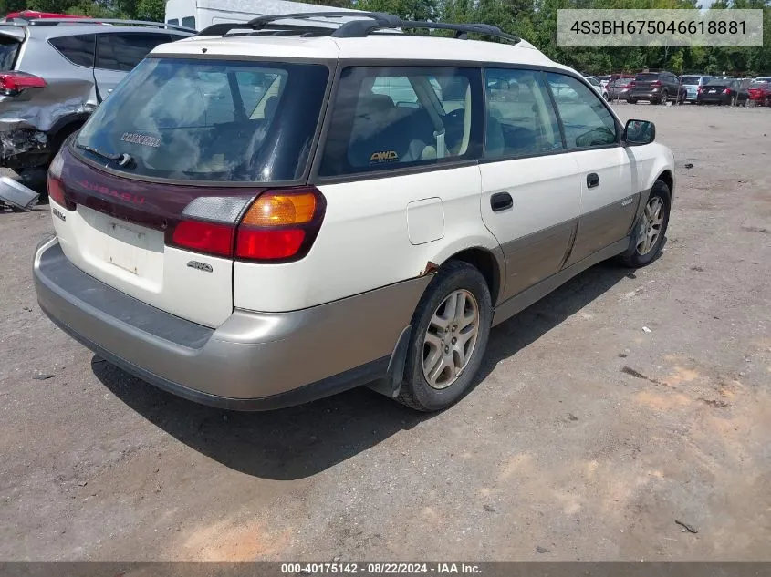 2004 Subaru Outback VIN: 4S3BH675046618881 Lot: 40175142