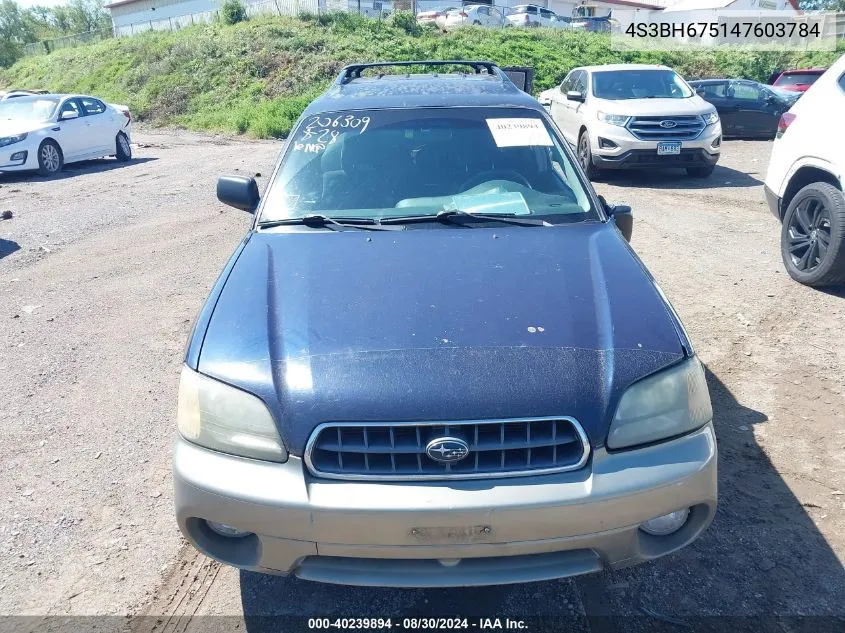 2004 Subaru Outback VIN: 4S3BH675147603784 Lot: 40239894