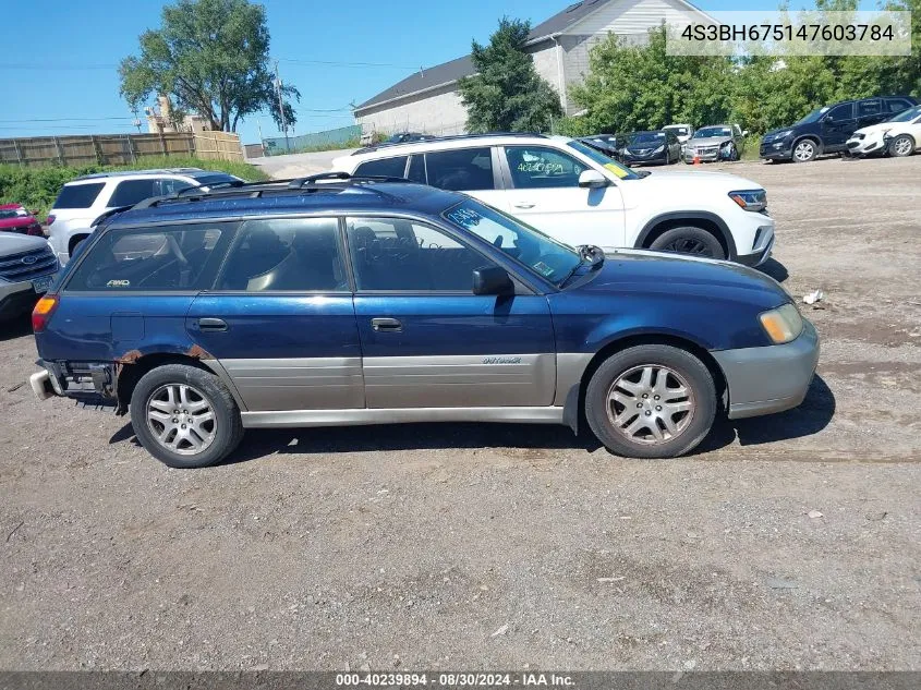 2004 Subaru Outback VIN: 4S3BH675147603784 Lot: 40239894