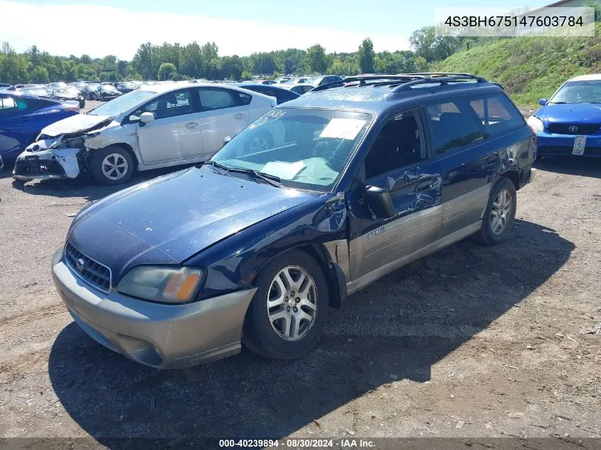 2004 Subaru Outback VIN: 4S3BH675147603784 Lot: 40239894