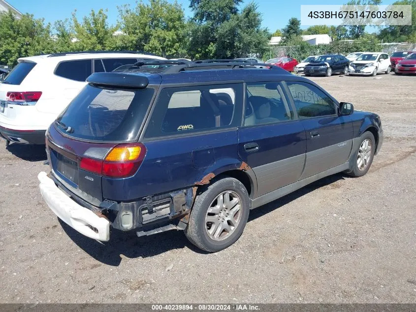 2004 Subaru Outback VIN: 4S3BH675147603784 Lot: 40239894