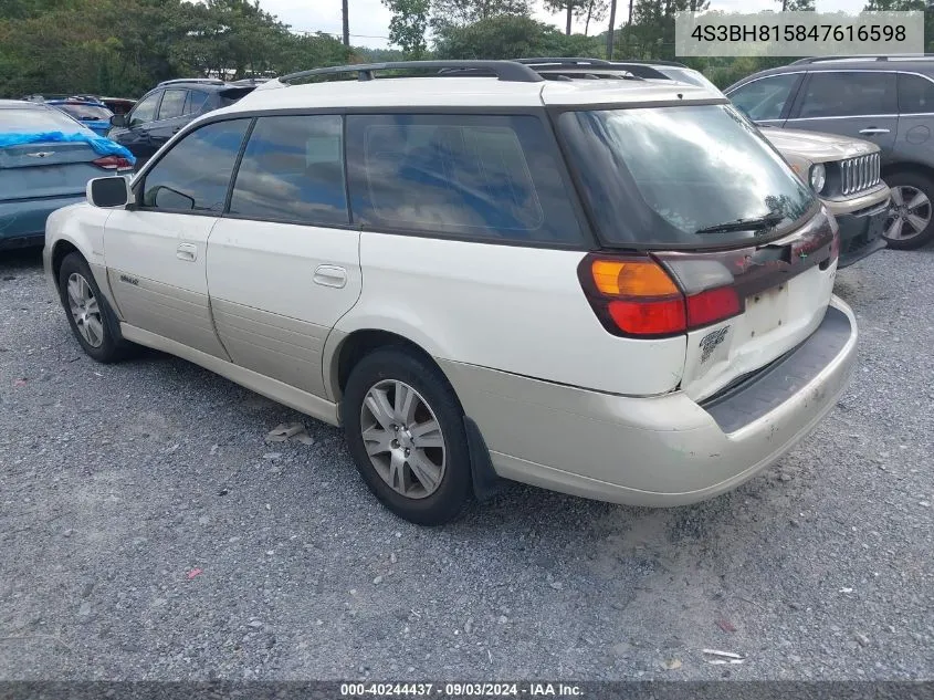 2004 Subaru Outback H6-3.0 W/35Th Anniversary Edition VIN: 4S3BH815847616598 Lot: 40244437