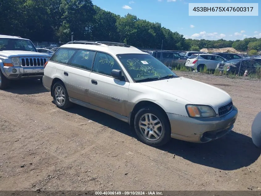 2004 Subaru Outback VIN: 4S3BH675X47600317 Lot: 40306149