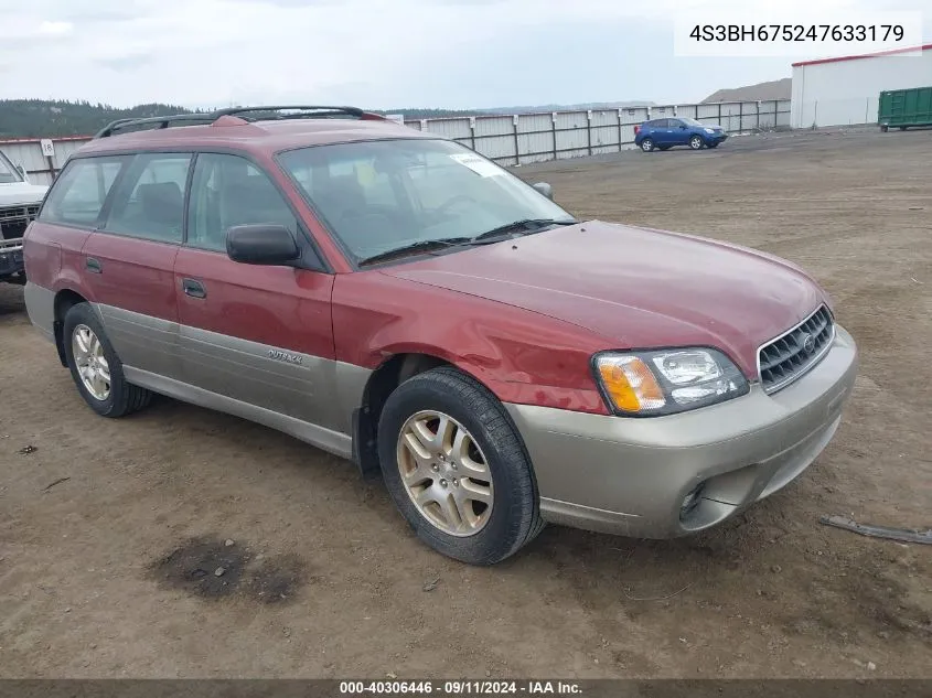 2004 Subaru Outback VIN: 4S3BH675247633179 Lot: 40306446