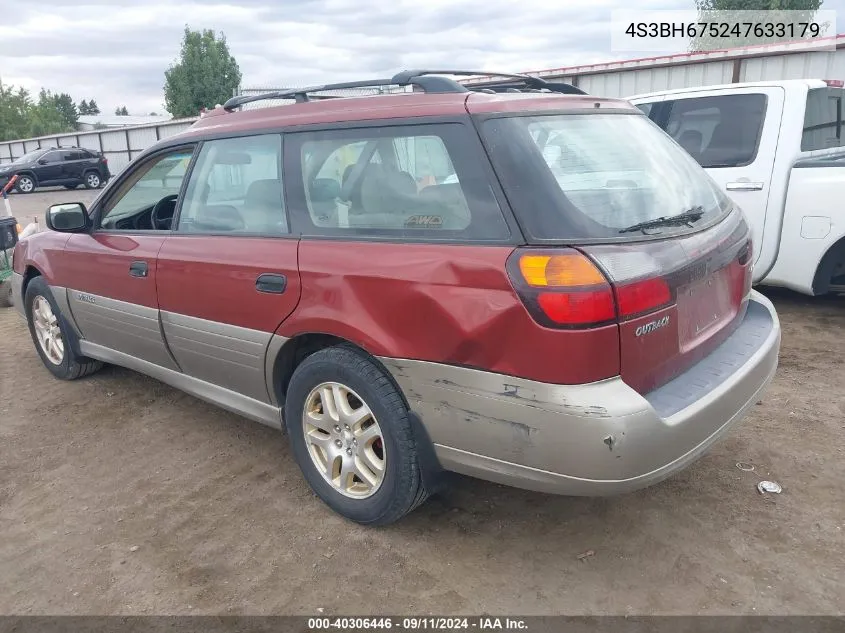 2004 Subaru Outback VIN: 4S3BH675247633179 Lot: 40306446