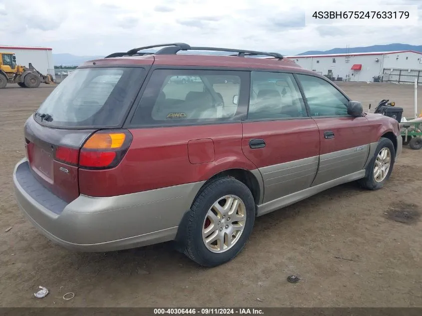 2004 Subaru Outback VIN: 4S3BH675247633179 Lot: 40306446