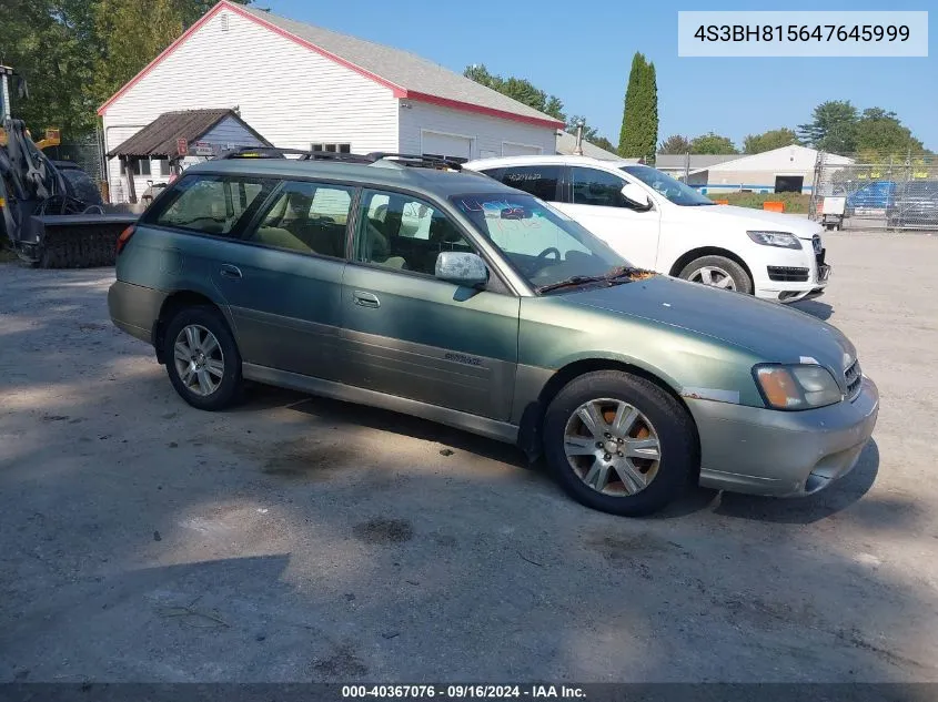 2004 Subaru Outback H6-3.0 W/35Th Anniversary Edition VIN: 4S3BH815647645999 Lot: 40367076