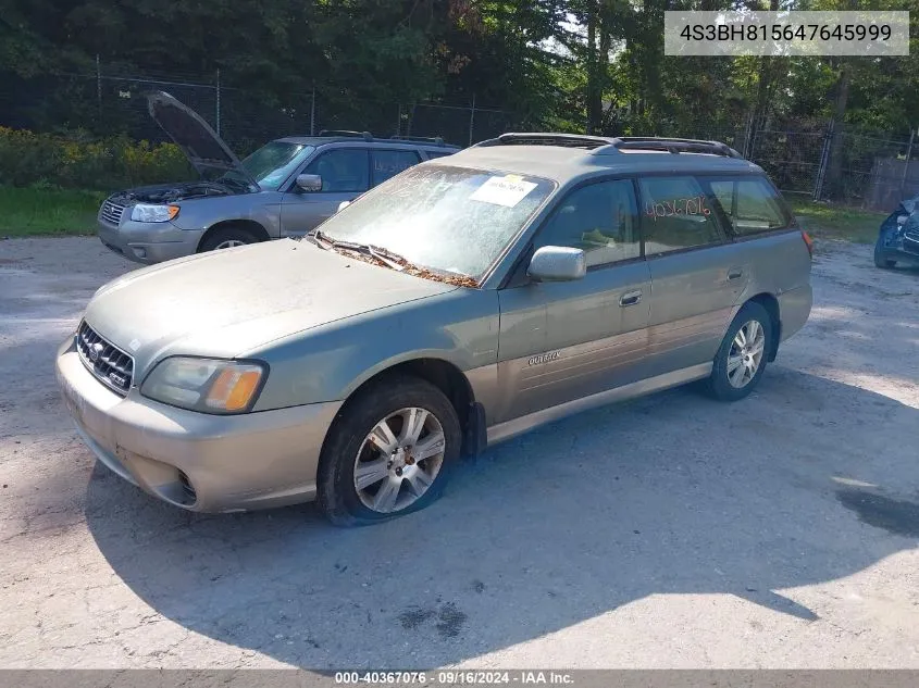 2004 Subaru Outback H6-3.0 W/35Th Anniversary Edition VIN: 4S3BH815647645999 Lot: 40367076