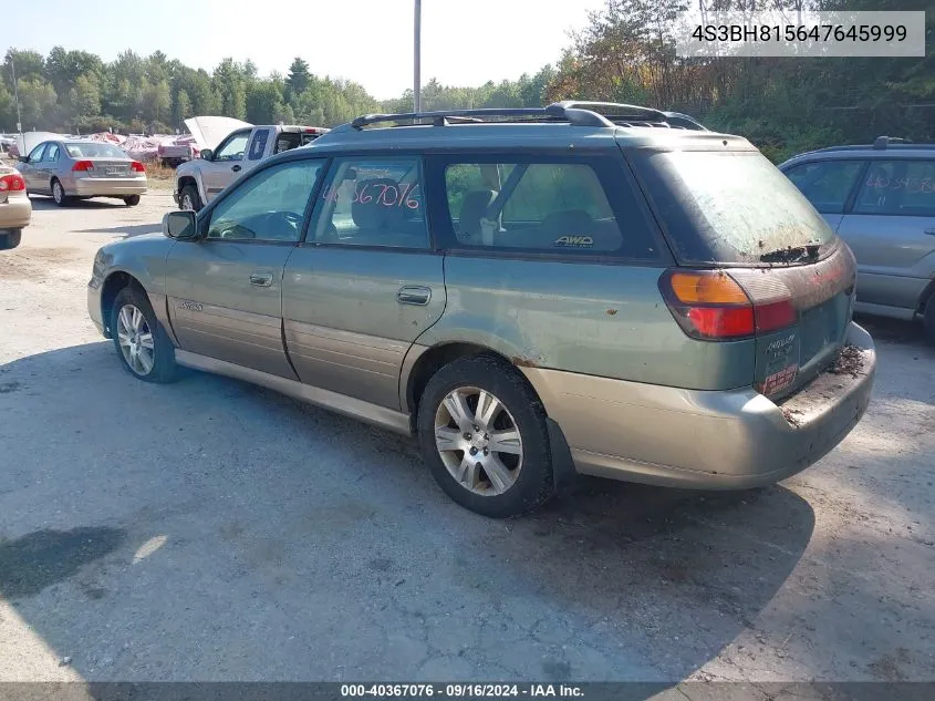 2004 Subaru Outback H6-3.0 W/35Th Anniversary Edition VIN: 4S3BH815647645999 Lot: 40367076