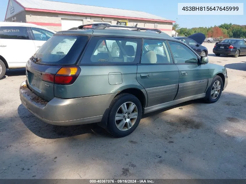 2004 Subaru Outback H6-3.0 W/35Th Anniversary Edition VIN: 4S3BH815647645999 Lot: 40367076