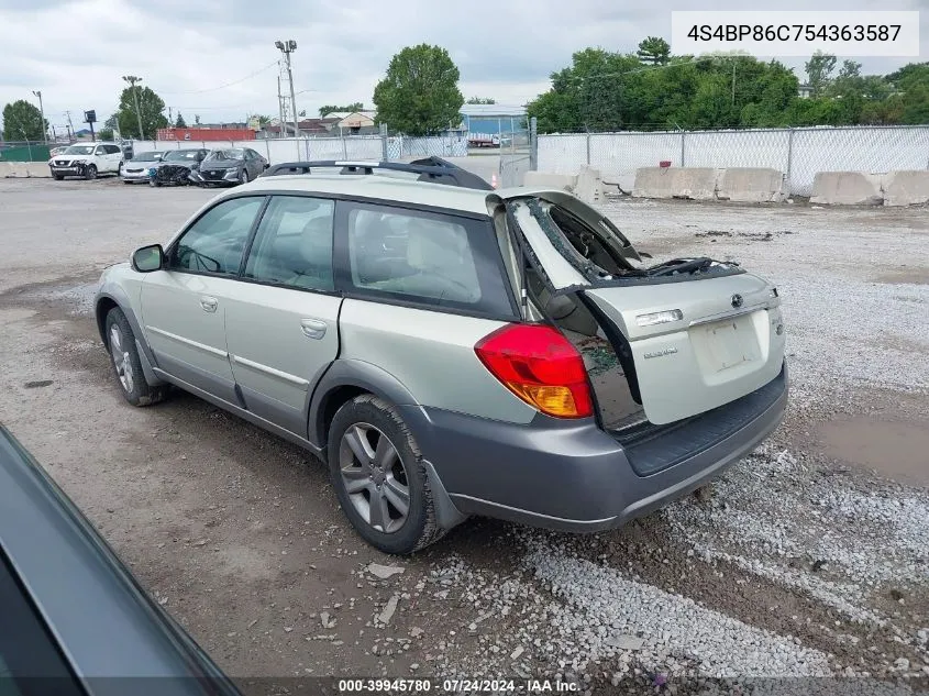 2005 Subaru Outback 3.0R L.l. Bean Edition VIN: 4S4BP86C754363587 Lot: 39945780