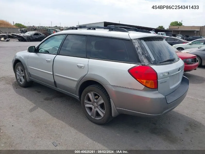 2005 Subaru Outback 3.0R L.l. Bean Edition VIN: 4S4BP86C254341433 Lot: 40025261