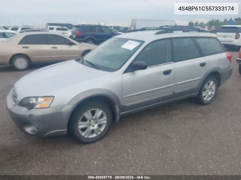 2005 Subaru Outback 2.5I VIN: 4S4BP61C557333174 Lot: 40059779