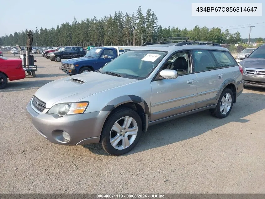 2005 Subaru Outback 2.5Xt Limited VIN: 4S4BP67C856314647 Lot: 40071119