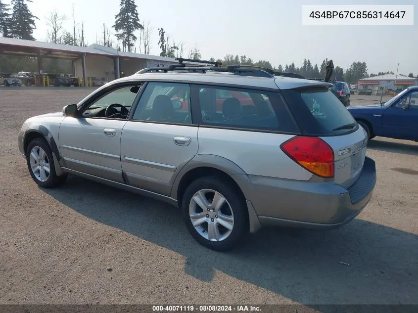 2005 Subaru Outback 2.5Xt Limited VIN: 4S4BP67C856314647 Lot: 40071119