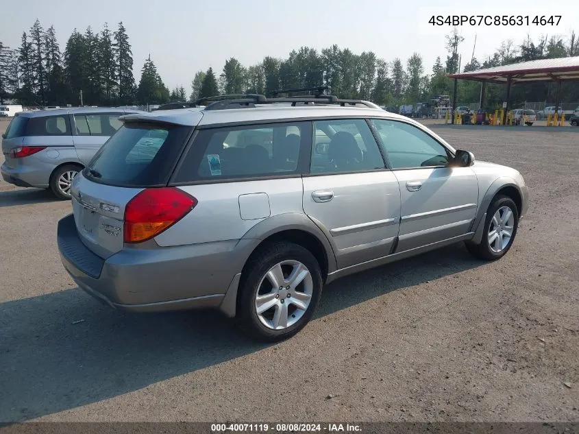 2005 Subaru Outback 2.5Xt Limited VIN: 4S4BP67C856314647 Lot: 40071119