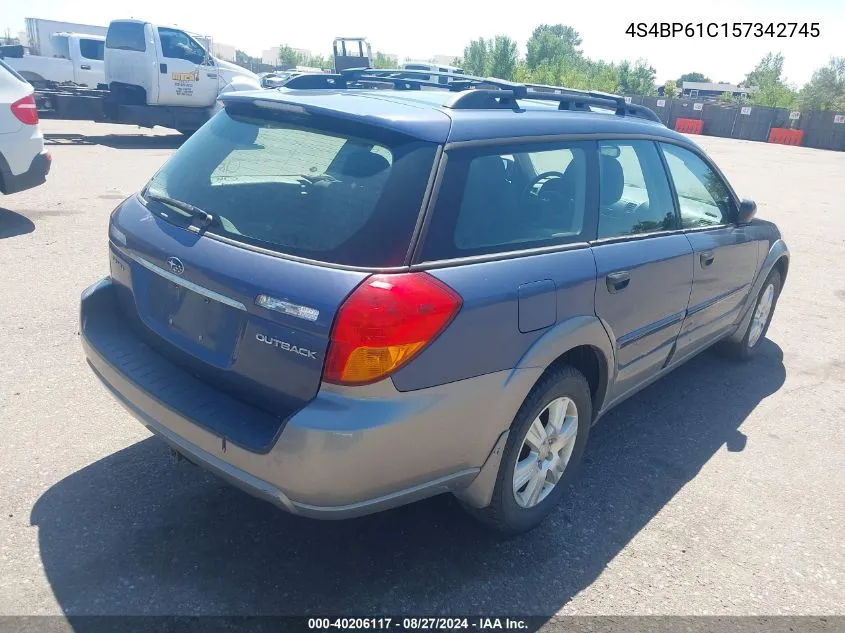 2005 Subaru Outback 2.5I VIN: 4S4BP61C157342745 Lot: 40206117